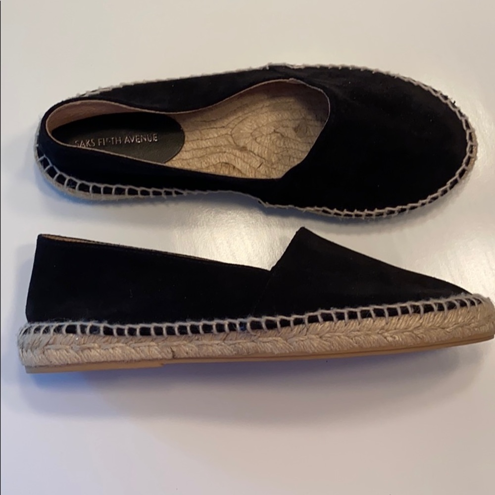 Saks Fifth Avenue suede black espadrilles